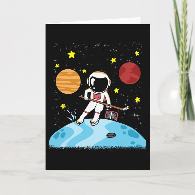 Astronaut Planeter Ishockeyspelare Rymd Galax  Kort (Framsida)