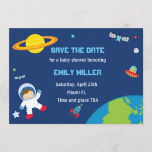 Astronaut Planets Baby Shower Spara datumet