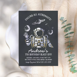 Astronaut & Planets Boy's Födelsedagsfest Inbjudningar