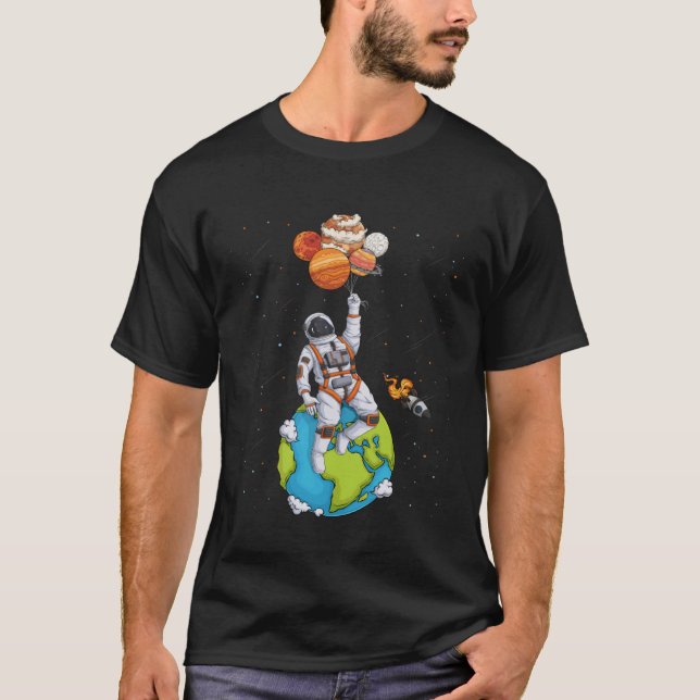 Astronaut Planets Rymden Man Solar System Manar T Shirt (Framsida)