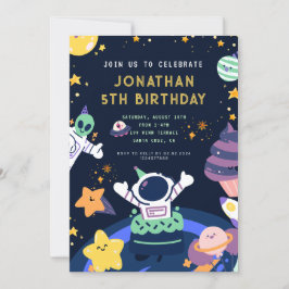 Astronaut Planets Space Boy Birthday Inbjudningar