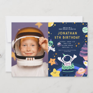 Astronaut Planets Space Space Space-tacular Birthd Inbjudningar