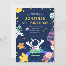 Astronaut Planets Space Space Space-tacular Birthd Inbjudningar