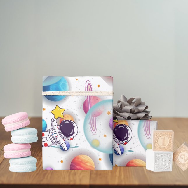 Astronaut & Planets Wrapping Paper Presentpapper (Skapare uppladdad)