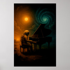 Astronaut Played Piano in Split Reality - Surreal Poster