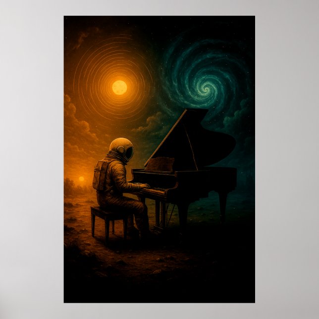 Astronaut Played Piano in Split Reality - Surreal Poster (Framsidan)