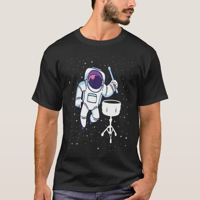 Astronaut Playing Snare Percussion Snare Drummer T Shirt (Framsida)