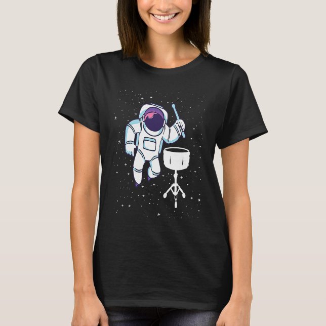 Astronaut Playing Snare Percussion Snare Drummer T Shirt (Framsida)