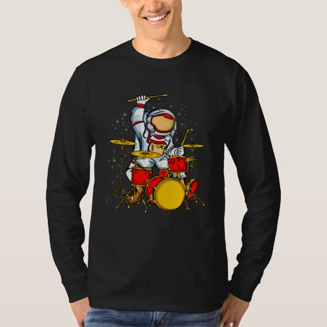 Astronaut Plays Drummer Galaxy Space Children T Shirt (Framsida)