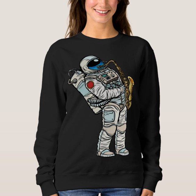 Astronaut plays saxophone in space t shirt (Framsida)