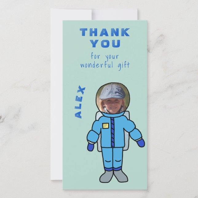 Astronaut Pojke Tack Insätt din ansikte Kort (Framsida)