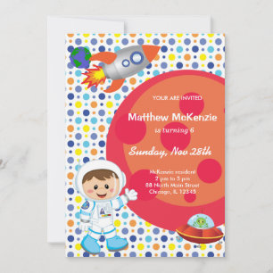 Astronaut-pojken Birthday-tema Inbjudningar