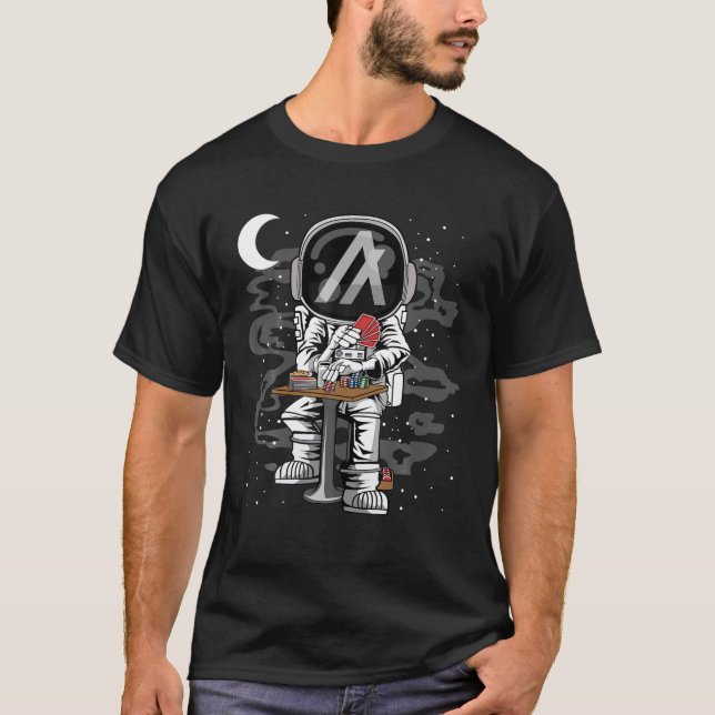 Astronaut Poker Algorand ALGO Coin To The Moon Cry T Shirt (Framsida)