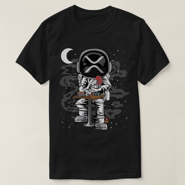 Astronaut Poker Ripple XRP Crypto Coin HODL T Shirt (Design framsida)