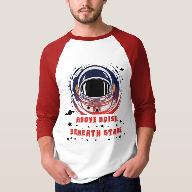 Astronaut Porträtt Ärm Raglan T-Shirt (Framsida)