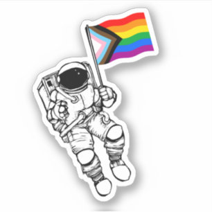 Astronaut Progress Pride Flagga Klistermärke Klistermärken