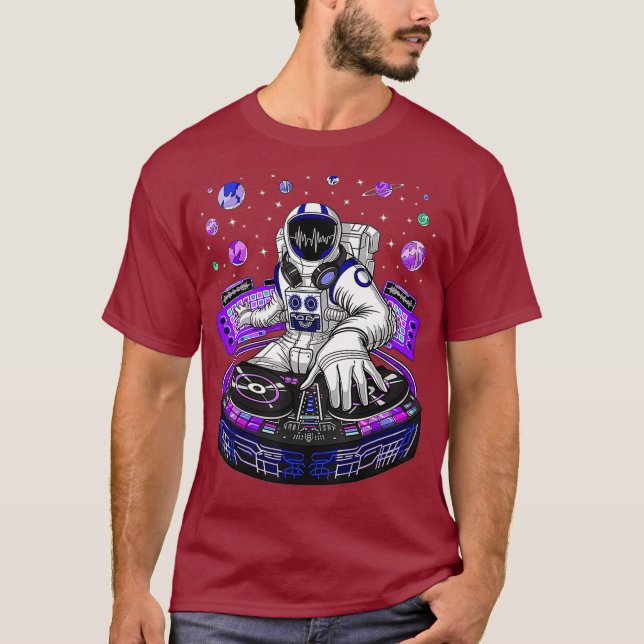 Astronaut Psychedelic Music DJ Psytrance Techno T Shirt (Framsida)