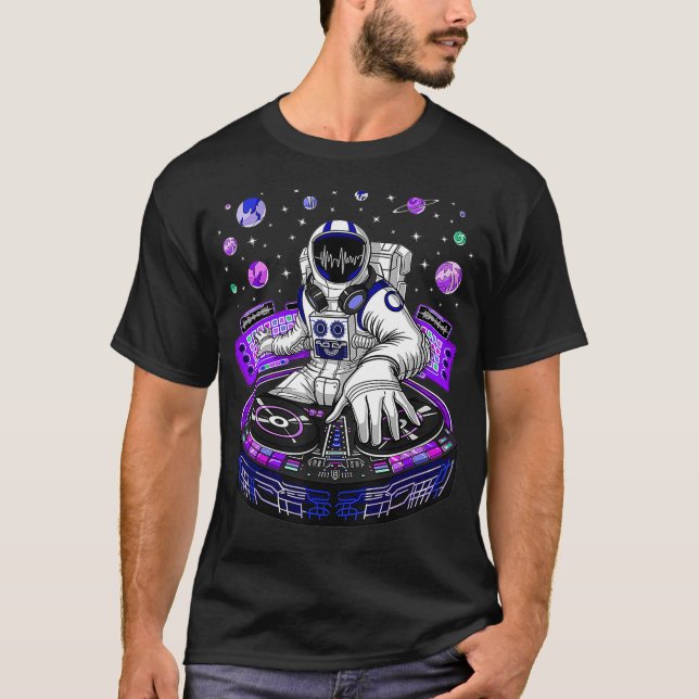 Astronaut Psychedelic Music DJ Psytrance Techno T Shirt (Framsida)