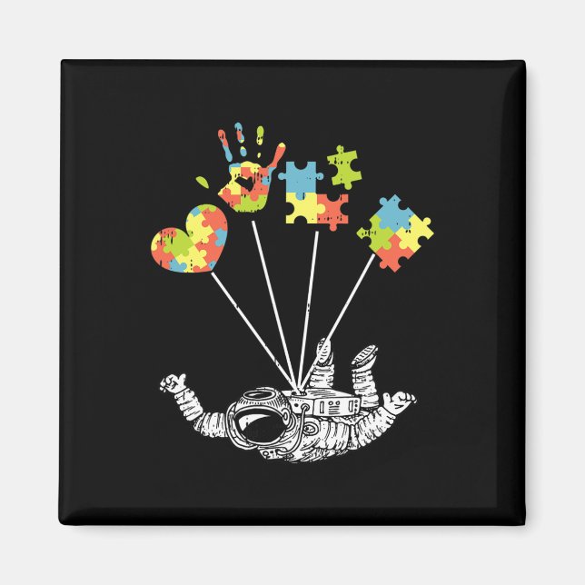 Astronaut Puzzle Autism Awareness Gifts for Autist Magnet (Framsidan)