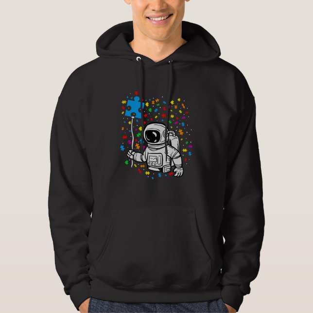 Astronaut Puzzle Piece Balloon Autism Awareness Sp Hoodie (Framsida)