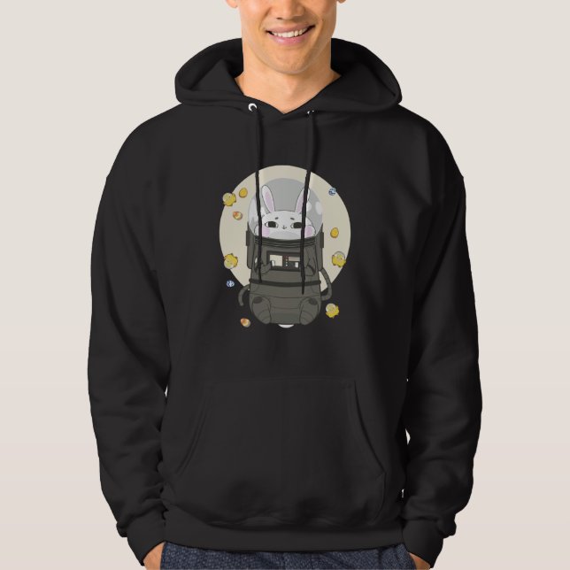 Astronaut Rabbit  Space Easter Day Bunny Hoodie (Framsida)