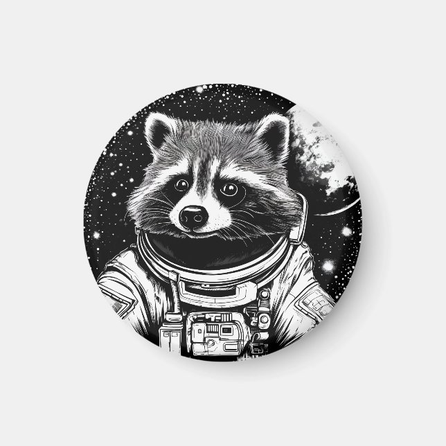 Astronaut raccoon magnet (Framsidan)