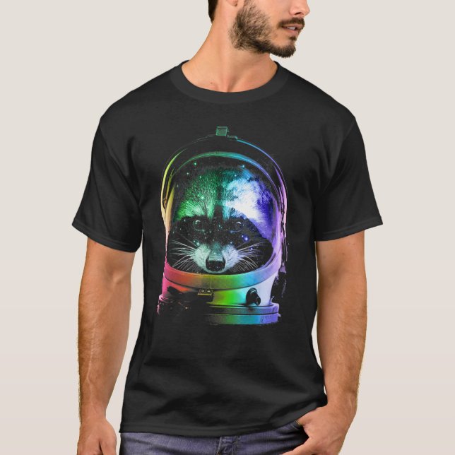 Astronaut Raccoon Space Katt För manar kvinnobarn T Shirt (Framsida)