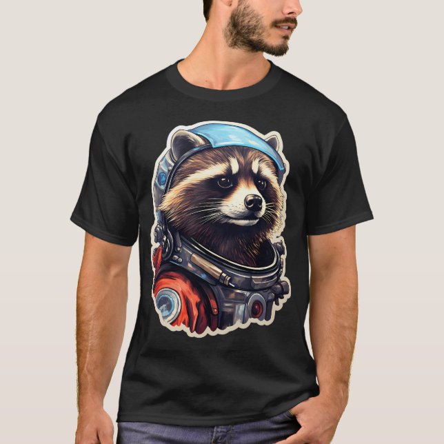 Astronaut Raccoon T Shirt (Framsida)