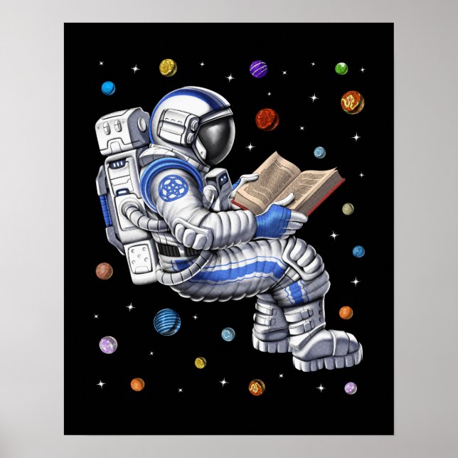Astronaut Reading Bok Poster (Framsidan)