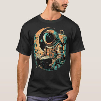 Astronaut Reading Bok T Shirt