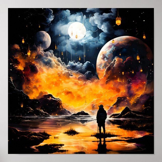 Astronaut Resenär Kosmisk Horisont Resa Poster (Framsidan)