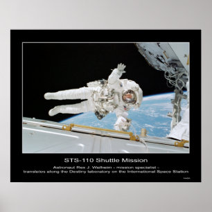 Astronaut Rex J. Walheim bredvid Internationell Sp Poster