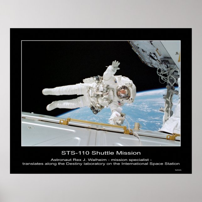 Astronaut Rex J. Walheim bredvid Internationell Sp Poster (Framsidan)