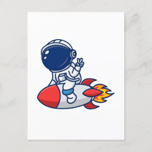 Astronaut Ride A Rocket Vykort