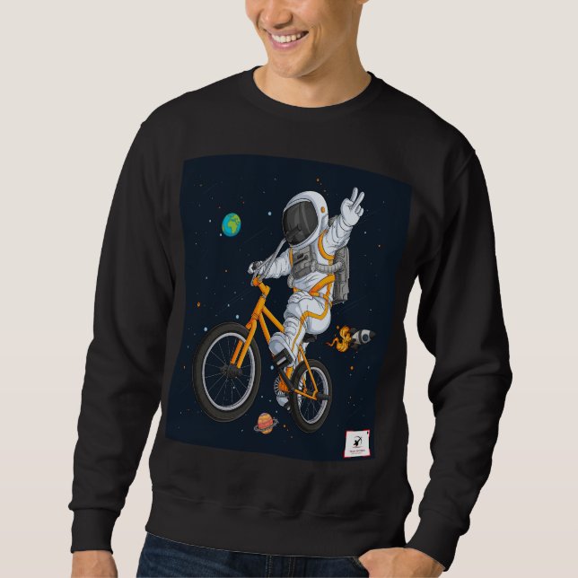 Astronaut rider en BMX-cykel Lång Ärmad Tröja (Framsida)