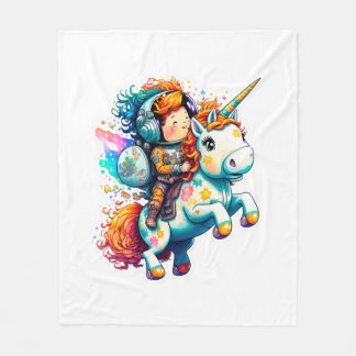 Astronaut rider en Cute Colorful Unicorn Fleecefilt