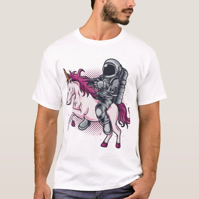 Astronaut rider på rosa Unicorn T-shirt Hat1 (Framsida)