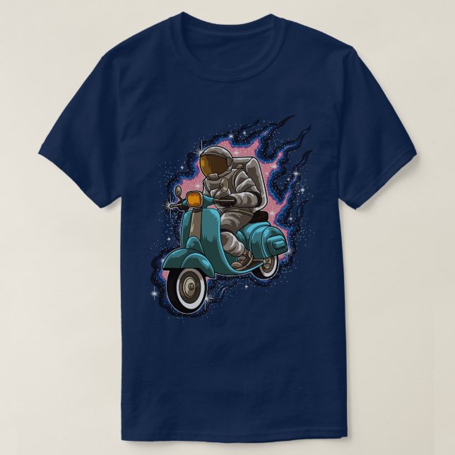 Astronaut Rides A Scooter Galaxy Universe Street T Shirt (Design framsida)