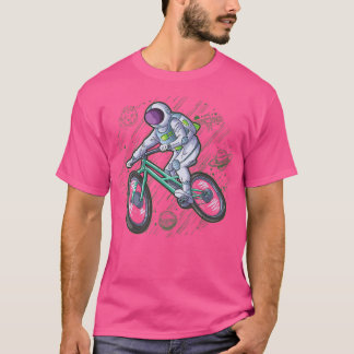 Astronaut rides bike in space planets universe MTB T Shirt