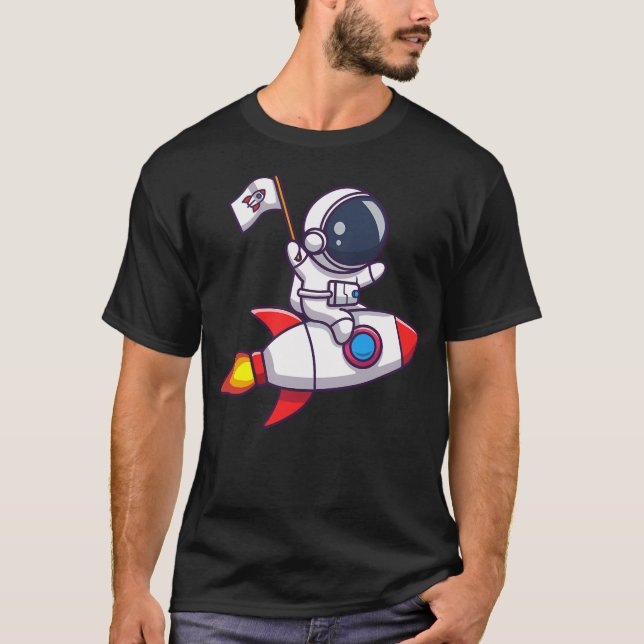 Astronaut Riding A Rocket T Shirt (Framsida)