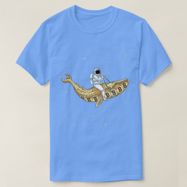Astronaut Riding Bitcoin Whale Funny Crypto Trader T Shirt (Design framsida)
