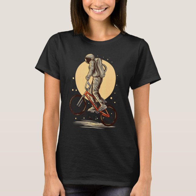 Astronaut Riding Bmx Moon Space Boys Girls Kids As T Shirt (Framsida)