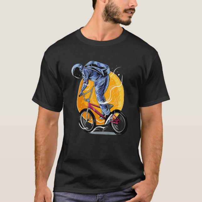 Astronaut Riding Bmx Moon Space Boys Girls Kids As T Shirt (Framsida)