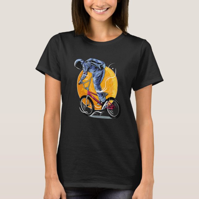 Astronaut Riding Bmx Moon Space Boys Girls Kids As T Shirt (Framsida)