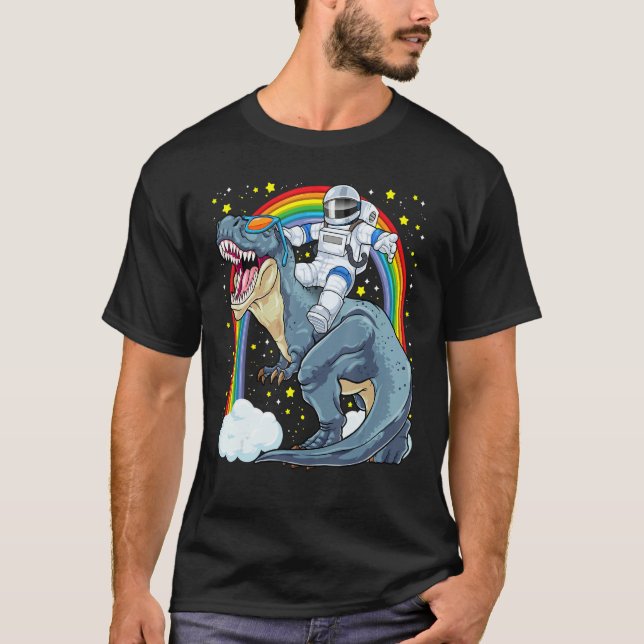 Astronaut Riding Dinosaur Rex Astro Space Dino Pre T Shirt (Framsida)
