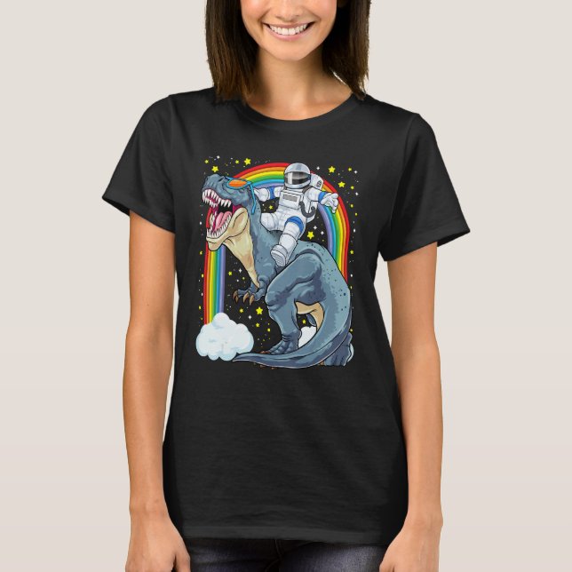 Astronaut Riding Dinosaur Rex Astro Space Dino Pre T Shirt (Framsida)