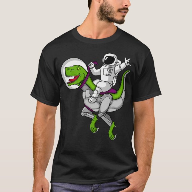 Astronaut Riding Dinosaur Space T Shirt (Framsida)
