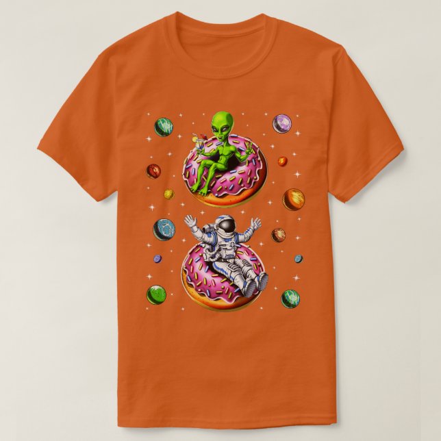 Astronaut Riding Donut T Shirt (Design framsida)