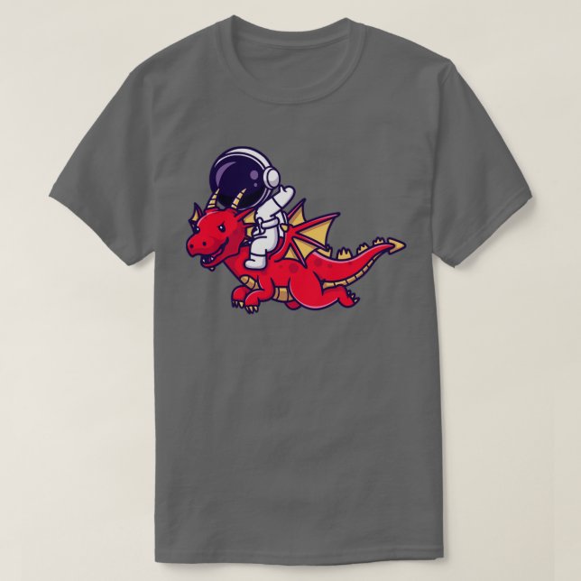 Astronaut Riding Dragon Tecknad T Shirt (Design framsida)