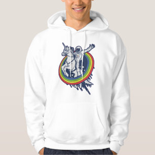 Astronaut Riding Enhörning Hoodie